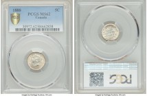 Victoria 5 Cents 1888 MS62 PCGS, London mint, KM2. Detailed portrait with full strike, draped in soft gold toning. 

HID09801242017

© 2020 Heritage A...