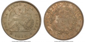 Republic Peso 1853-So AU50 PCGS, Santiago mint, KM129. First year of type. 

HID09801242017

© 2020 Heritage Auctions | All Rights Reserved
