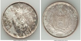 Republic "Flag" Peso 1892-C.A.M. XF, San Salvador mint, KM114. 37mm. 24.90gm. Mottled mocha and teal toning. 

HID09801242017

© 2020 Heritage Auction...