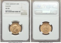 Saxony. Georg gold 20 Mark 1903-E AU58 NGC, Muldenhutten mint, KM1260. One year type. 

HID09801242017

© 2020 Heritage Auctions | All Rights Reserved...