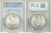 Weimar Republic "Rhineland" 5 Mark 1930-D MS66 PCGS, Munich mint, KM71. Issued to commemorate the Liberation of Rhineland. 

HID09801242017

© 2020 He...