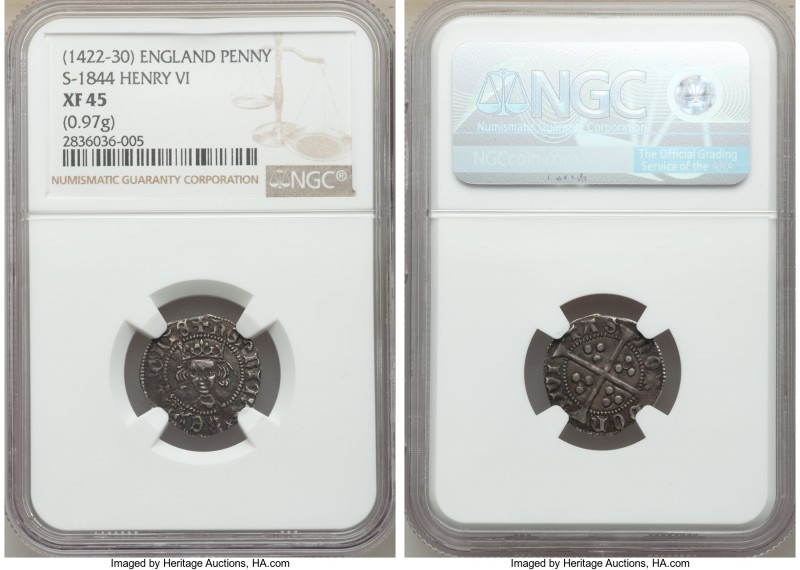 Henry VI (1st Reign, 1422-1461) Penny ND (1422-1430) XF45 NGC, London mint, Annu...