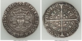 Henry VI (1st Reign, 1422-1461) Groat ND (1422-1430) About XF, Calais mint, Incurved pierced cross mm, Annulet issue, S-1836. 26.5mm. 3.48gm. 

HID098...
