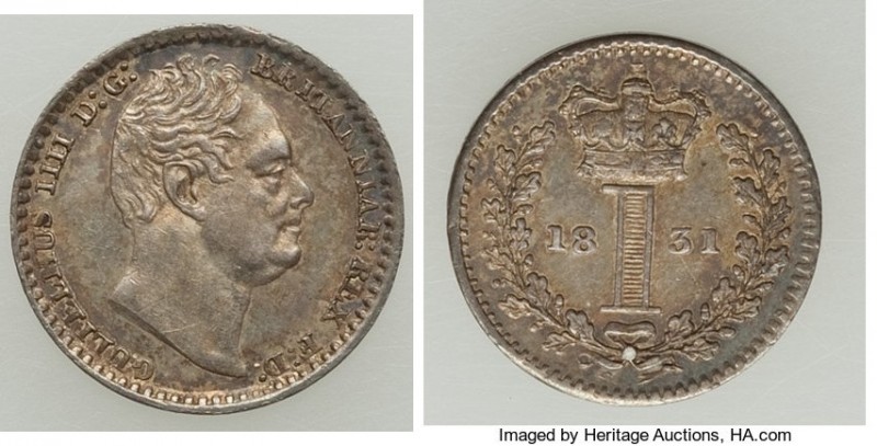 William IV 4-Piece Uncertified Maundy Set 1831 AU, KM-MDS78. Includes the Penny ...