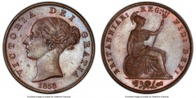 Victoria 1/2 Penny 1858/7 MS64 Brown PCGS, KM726, S-3949. Glossy brown surfaces. 

HID09801242017

© 2020 Heritage Auctions | All Rights Reserved