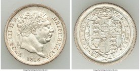 Pair of Uncertified Assorted Shillings, 1) George III Shilling 1816 - UNC, KM666. 23.6mm.5.70gm 2) Victoria Shilling 1872 -AU, KM734.2. 23.6mm. 5.65gm...
