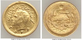 Muhammad Reza Pahlavi gold 1/4 Pahlavi MS 2536 (1977) AU (Cleaned), KM1198. 17mm. 2.03gm. AGW 0.0589 oz. 

HID09801242017

© 2020 Heritage Auctions | ...