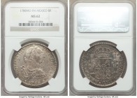 Charles III 8 Reales 1788 Mo-FM MS62 NGC, Mexico City mint, KM106.2a. Highly reflective fields draped in argent and tan-gray toning. 

HID09801242017
...
