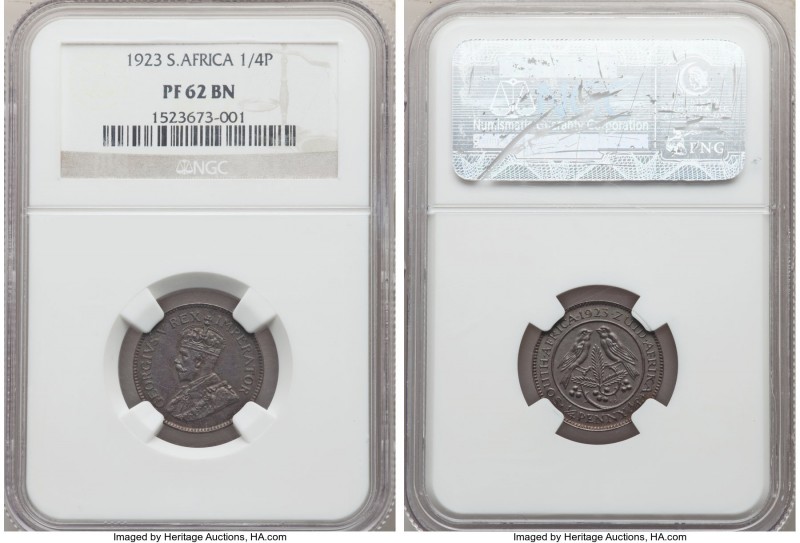 George V 8-Piece Certified copper & silver Proof Set 1923 NGC, 1) 1/4 Penny - PR...