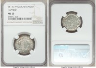 Lucerne. City Batzen (10 Rappen) 1813 MS65 NGC, KM107, HMZ-2-673j. One year type. 

HID09801242017

© 2020 Heritage Auctions | All Rights Reserved