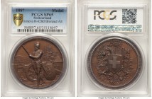 3-Piece Lot of Certified Specimen Shooting Medals PCGS, 1) bronze "Geneva Shooting Festival" Medal 1887 - SP65 2) silver "Le Locle Shooting Festival" ...