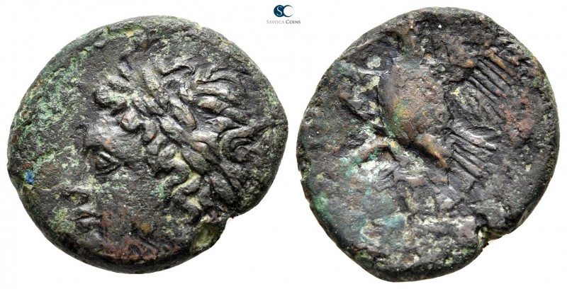 Sicily. Syracuse. Hiketas II 287-278 BC. 
Bronze Æ

20mm., 5,32g.



near...