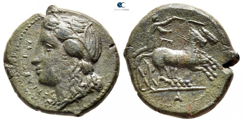 Sicily. Syracuse. Hiketas II 287-278 BC. 
Hemilitron Æ

22mm., 7,53g.



...