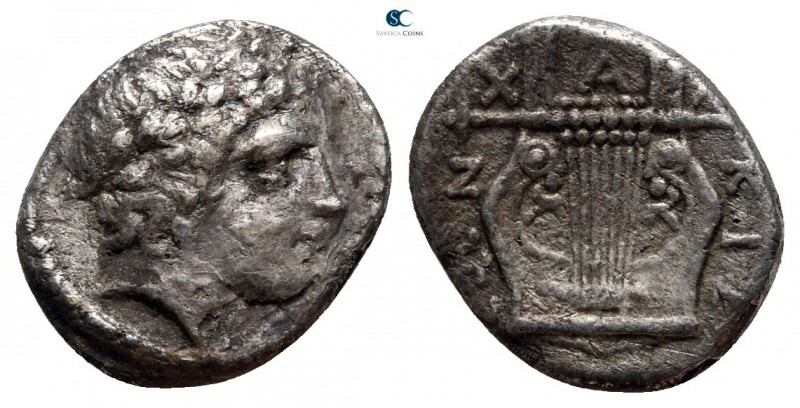 Macedon. Chalkidian League. Olynthos 432-379 BC. 
Tetrobol AR

15mm., 2,18g....