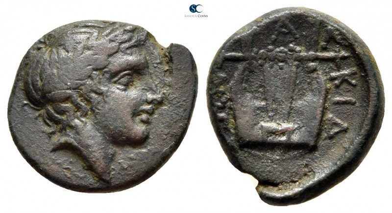Macedon. Chalkidian League. Olynthos circa 432-348 BC. 
Bronze Æ

18mm., 3,17...
