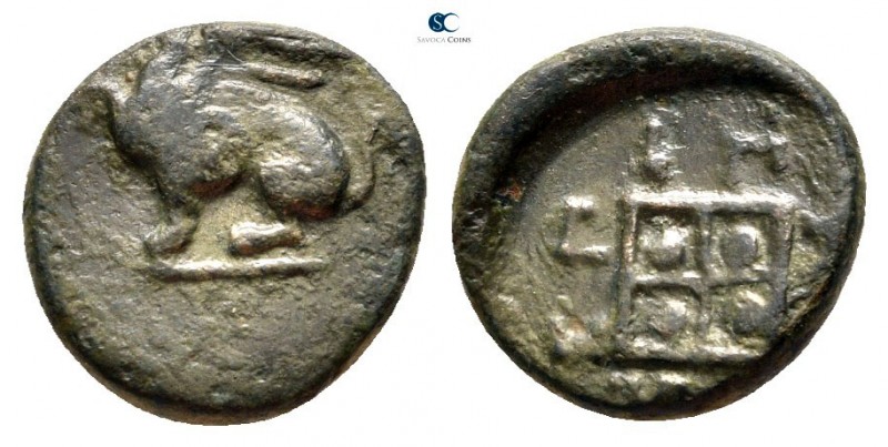 Thrace. Abdera 425-350 BC. 
Bronze Æ

12mm., 1,21g.



very fine