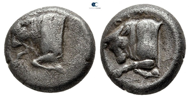 Caria. Uncertain mint 500-450 BC. 
Diobol AR

11mm., 2,18g.



very fine