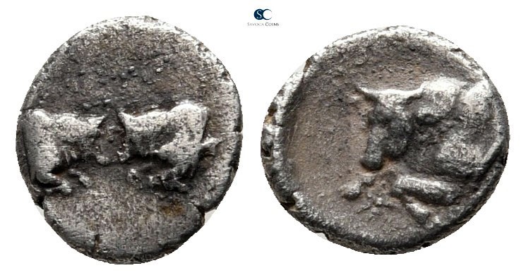 Caria. Uncertain mint circa 450-400 BC. 
Hemiobol AR

8mm., 0,35g.



ver...