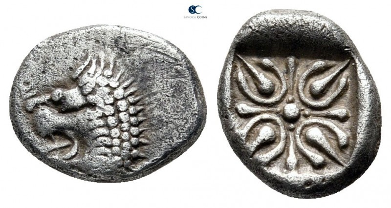 Satraps of Caria. Halikarnassos. Hekatomnos circa 392-377 BC. 
Diobol AR

10m...