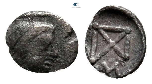 Cyprus. Possibly Salamis 350-300 BC. 
Hemiobol AR

6mm., 0,14g.



nearly...