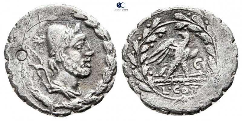L. Aurelius Cotta 105 BC. Rome
Serratus AR

19mm., 3,11g.



very fine