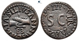Augustus 27 BC-AD 14. Lamia, Silius & Annius, moneyers. Rome. Quadrans Æ