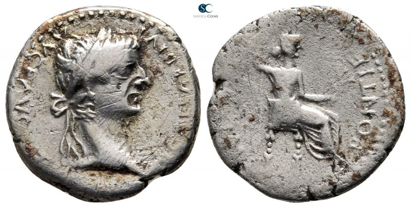 Tiberius AD 14-37. "Tribute Penny" type. Lugdunum
Denarius AR

18mm., 3,12g....