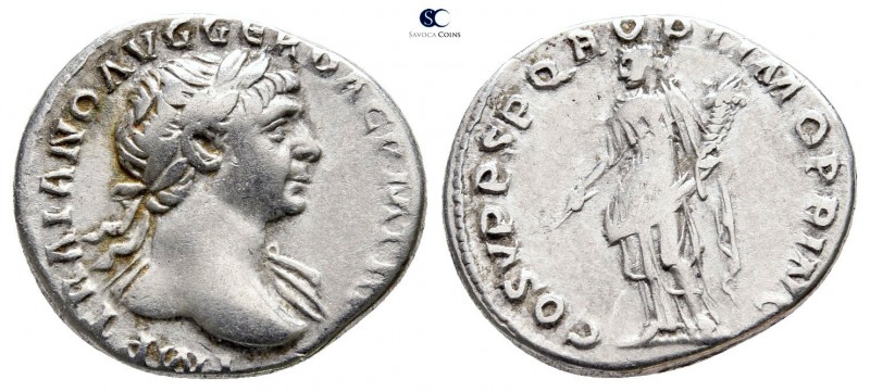 Trajan AD 98-117. Rome
Denarius AR

19mm., 3,29g.



very fine