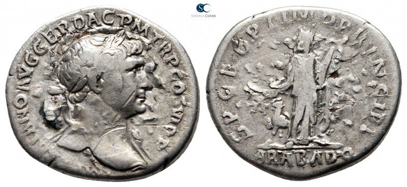 Trajan AD 98-117. Rome
Denarius AR

18mm., 3,16g.



very fine