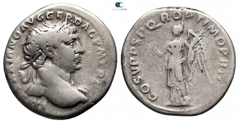 Trajan AD 98-117. Rome
Denarius AR

18mm., 3,14g.



very fine