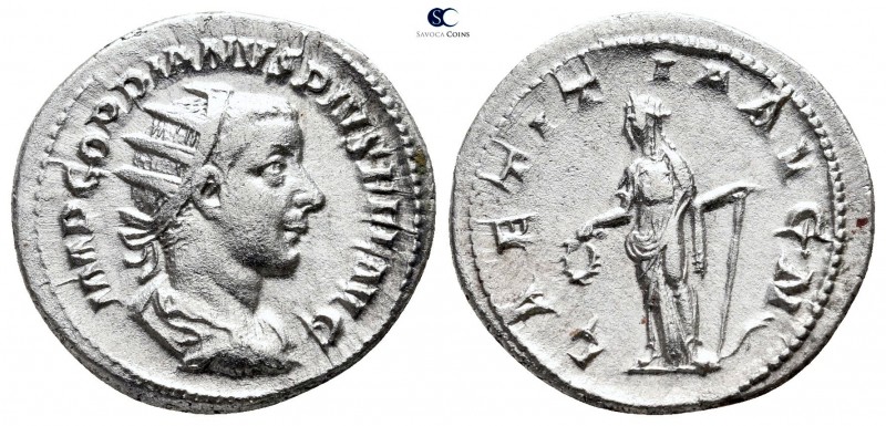 Gordian III. AD 238-244. Rome
Antoninianus AR

23mm., 3,94g.



good very...