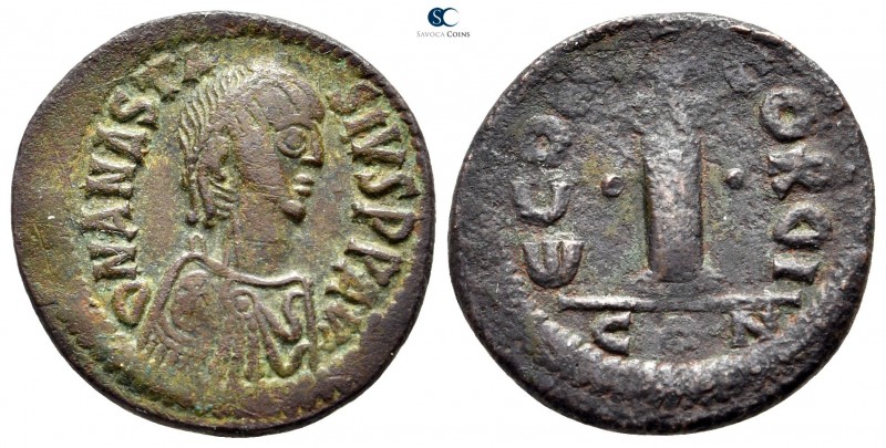 Anastasius I AD 491-518. Constantinople
Decanummium Æ

21mm., 4,22g.



v...