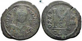 Justinian I AD 527-565. Dated RY 13=AD 539/40. Carthage. Follis Æ