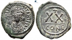 Tiberius II Constantine AD 578-582. Constantinople. Half follis Æ