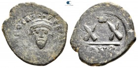 Phocas AD 602-610. Constantinople. Half follis Æ