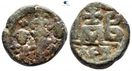 Heraclius with Heraclius Constantine AD 610-641. Alexandria. 12 Nummi AE