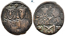 Leo IV the Khazar, with Constantine VI AD 775-780. Constantinople. Follis Æ