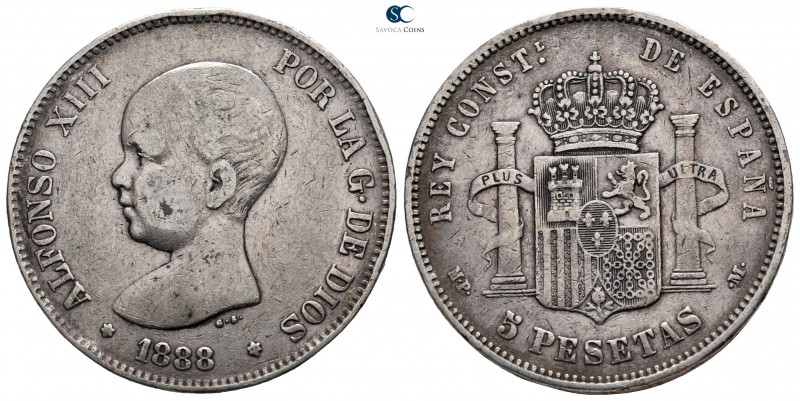 Spain. Madrid. Alfonso XIII AD 1886-1931.
5 Pesetas 1888

37mm., 24,87g.

...
