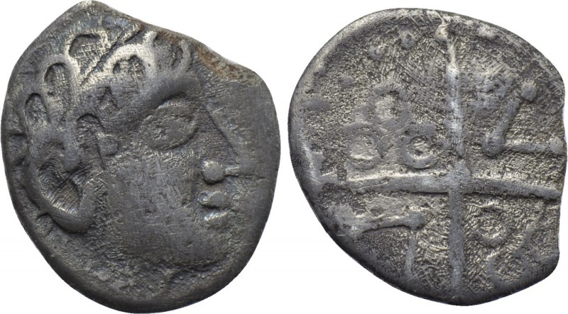 CENTRAL EUROPE. Vindelici. Quinarius (1st century BC). "Dühren" type. 

Obv: S...