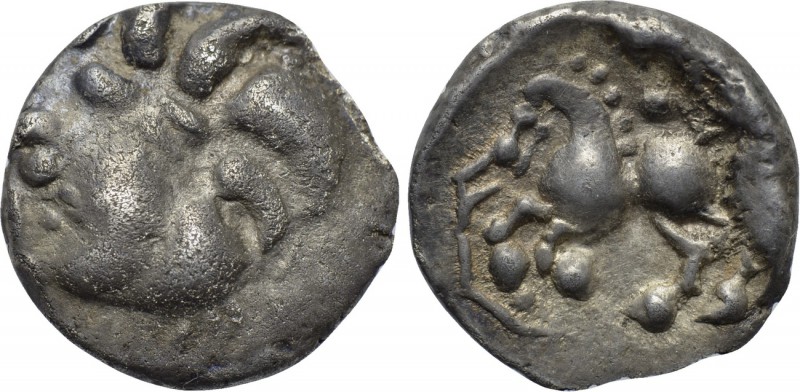 CENTRAL EUROPE. Vindelici. Quinarius (1st century BC). "Portrait" type. 

Obv:...