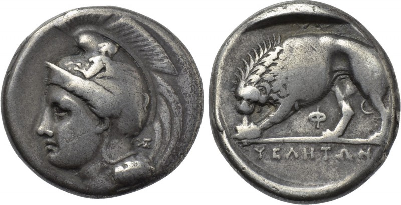 LUCANIA. Velia. Nomos (Circa 334-300 BC).

Obv: Helmeted head of Athena right;...