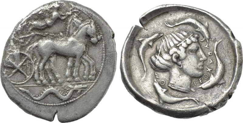 SICILY. Syracuse. Second Democracy. Tetradrachm (466-405 BC).

Obv: Charioteer...