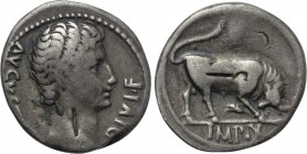AUGUSTUS (27 BC-14 AD). Denarius. Lugdunum (Lyon).