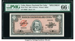 Cuba Banco Nacional de Cuba 10 Pesos 1960 Pick 79s2 Specimen PMG Gem Uncirculated 66 EPQ. Two POCs are present. From the El Don Diego Luna Collection
...