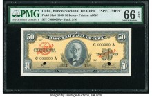 Cuba Banco Nacional de Cuba 50 Pesos 1960 Pick 81s3 Specimen PMG Gem Uncirculated 66 EPQ. Two POCs are present. From the El Don Diego Luna Collection
...