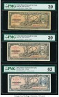 Cuba Banco Nacional de Cuba 10 Pesos 1956; 1958; 1960 Pick 88a; 88b; 88c PMG Very Fine 20; Very Fine 30; Choice Uncirculated 63. Three date variety ex...