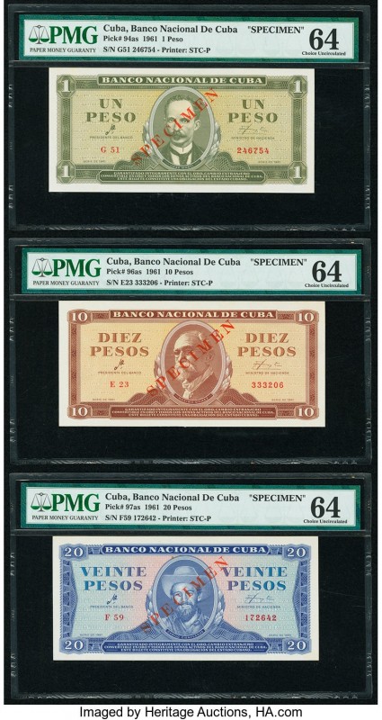 Cuba Banco Nacional de Cuba 1; 10; 20; 50; 100 Pesos 1961 Pick 94as; 96as; 97as;...