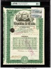 Cuba Republica de Cuba 100 Pesos 1905 Internal Debt Bond PMG Choice Very Fine 35 Net. Stamp cancelled, two coupons stapled at top, rust and foreign su...