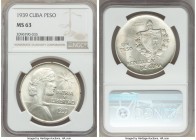 Republic "ABC" Peso 1939 MS63 NGC, Philadelphia mint, KM22. From the El Don Diego Luna Collection

HID09801242017

© 2020 Heritage Auctions | All Righ...