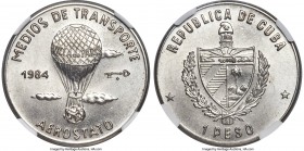 Republic "Balloon" Peso 1984 MS65 NGC, KM172. Mintage: 23. One of the scarcest issues in the Cuban series, preserved in desirable gem condition. From ...
